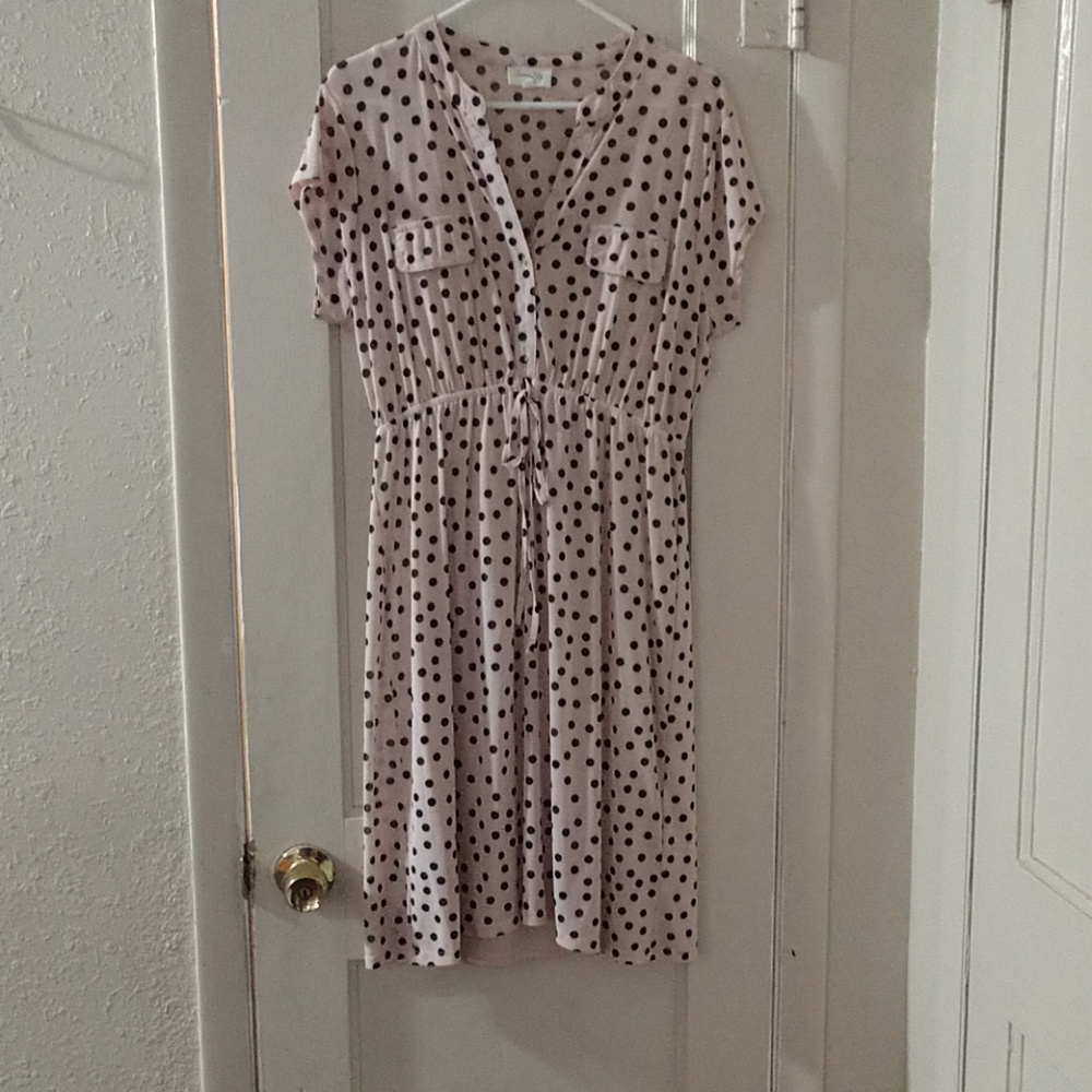 Pink with black polka dots